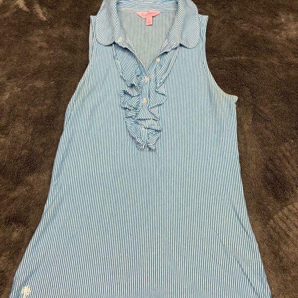 Lily Pulitzer Drew Sleeveless Cotton Ruffle Top Size Small - Picture 3 of 5